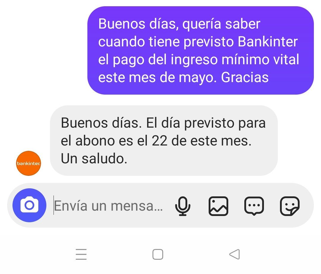 bankinter mes mayo pago ingreso minimo vital
